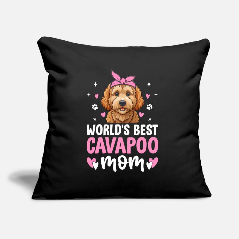Cavapoo Maman Appréciation Cavadoodle Drôle Chien de compagnie Housse de coussin décorative 45 x 45 cm