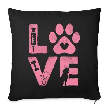 Amour drôle médecine vétérinaire vétérinaire vétérinaire pour animaux de compagnie - Housse de coussin décorative 45 x 45 cm - noir - Devant