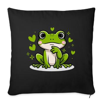 Cute frog with heart motifs and playful - Sofa pillowcase 17,3'' x 17,3'' (45 x 45 cm) - black - Front