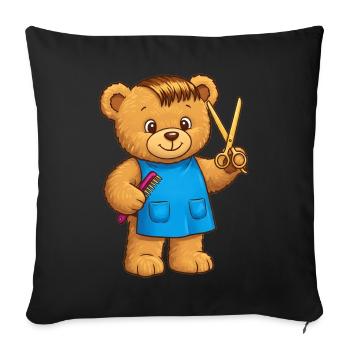 Teddy Bear Hairdresser - Sofa pillowcase 17,3'' x 17,3'' (45 x 45 cm) - black - Front