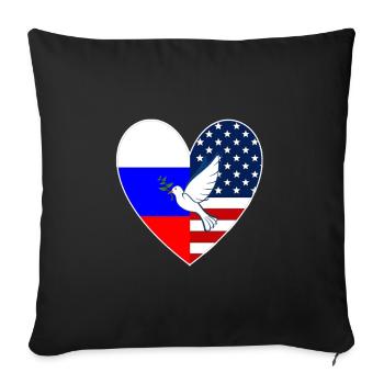 États-Unis, Russie, Drapeau, Cœur, Colombe de la Paix, Ukraine - Housse de coussin décorative 45 x 45 cm - noir - Devant