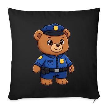 Teddy Bear Policeman - Sofa pillowcase 17,3'' x 17,3'' (45 x 45 cm) - black - Front