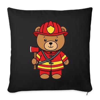 Teddy Bear Firefighter - Sofa pillowcase 17,3'' x 17,3'' (45 x 45 cm) - black - Front