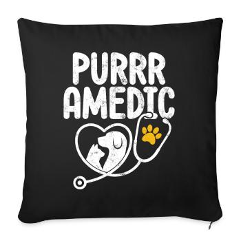 Purrramedic Funny Veterinary Medicine Pet Care - Sofa pillowcase 17,3'' x 17,3'' (45 x 45 cm) - black - Front