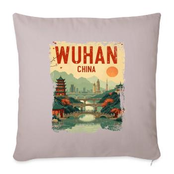 Visit Wuhan Provinz Hubei China Retro - Sofakissenbezug 45 x 45 cm - helles Taupe - Vorne