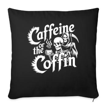 Caféine ou le cercueil squelette gothique Grim Reaper - Housse de coussin décorative 45 x 45 cm - noir - Devant