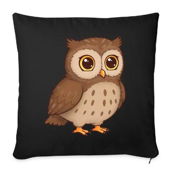 Animal Cartoon Owl - Sofa pillowcase 17,3'' x 17,3'' (45 x 45 cm) - black - Front