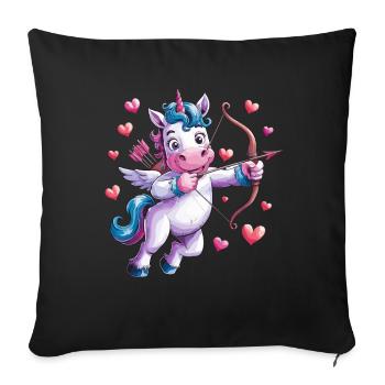 Cute unicorn Cupid with wings and - Sofa pillowcase 17,3'' x 17,3'' (45 x 45 cm) - black - Front