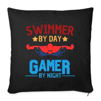 Nageurs le jour, joueurs la nuit - Housse de coussin décorative 45 x 45 cm - noir - Devant