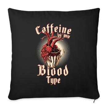 La caféine est mon groupe sanguin Vintage Anatomy Heart - Housse de coussin décorative 45 x 45 cm - noir - Devant