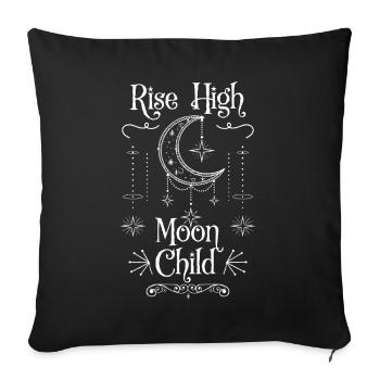 Rise High Moon Child Celestial Crescent Whimsical - Sofakissenbezug 45 x 45 cm - Schwarz - Vorne