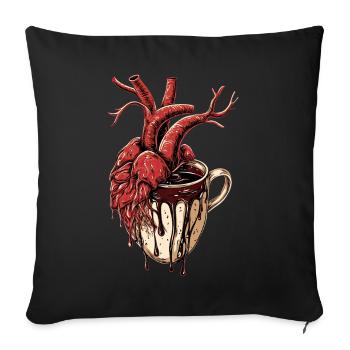 Coeur Anatomique Gothique Vintage Amateur de Café - Housse de coussin décorative 45 x 45 cm - noir - Devant