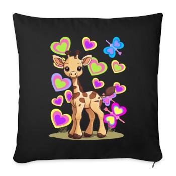 Giraffe Giraffen Kind Kinder - Sofakissenbezug 45 x 45 cm - Schwarz - Vorne