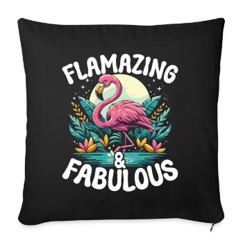 Flamazing & Fabulous! Flamingo - Sofa pillowcase 17,3'' x 17,3'' (45 x 45 cm) - black - Front