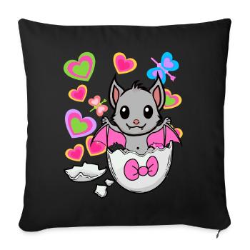 Chauve-souris Chauves-souris Enfant Enfants Bébé Oeuf Naissance - Housse de coussin décorative 45 x 45 cm - noir - Devant