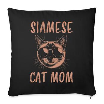 Chat siamois disant chat siamois maman chat siamois cadeau - Housse de coussin décorative 45 x 45 cm - noir - Devant