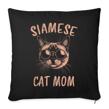 Chat siamois disant chat siamois maman chat siamois cadeau - Housse de coussin décorative 45 x 45 cm - noir - Devant