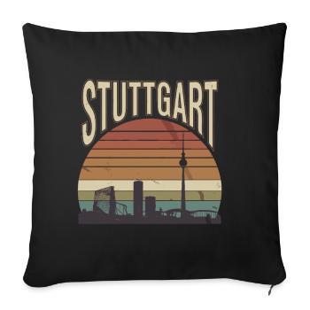 Stuttgart Skyline im Vintage Look mit - Sofakissenbezug 45 x 45 cm - Schwarz - Vorne