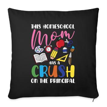 Cette maman qui fait l’école à la maison a le béguin pour le - Housse de coussin décorative 45 x 45 cm - noir - Devant