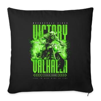 Motorcycle Norse Viking Victory Or Valhalla - Sofa pillowcase 17,3'' x 17,3'' (45 x 45 cm) - black - Front