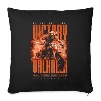 Motorrad Nordische Wikinger Sieg Oder Walhalla - Sofakissenbezug 45 x 45 cm - Schwarz - Vorne