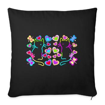 Enfants Rétro Été Chats Chat Enfant - Housse de coussin décorative 45 x 45 cm - noir - Devant
