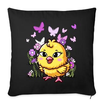 Küken Ostern Kind Kinder - Sofakissenbezug 45 x 45 cm - Schwarz - Vorne