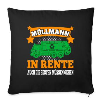 Retired garbage collector Garbage truck Garbage man pensioner - Sofa pillowcase 17,3'' x 17,3'' (45 x 45 cm) - black - Front