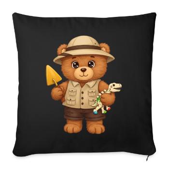 Teddybär Archäologe - Sofakissenbezug 45 x 45 cm - Schwarz - Vorne
