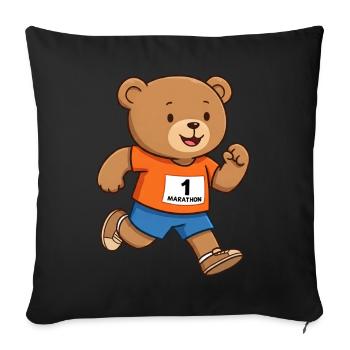Teddy Bear Marathon Runner - Sofa pillowcase 17,3'' x 17,3'' (45 x 45 cm) - black - Front