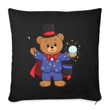 Teddybär Zauberer - Sofakissenbezug 45 x 45 cm - Schwarz - Vorne