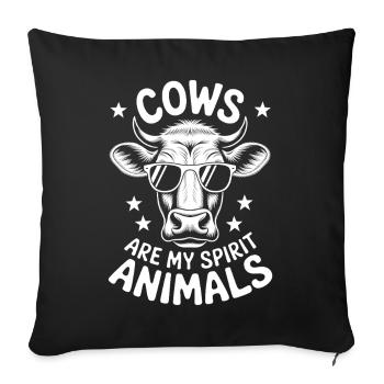 vache disant vaches fermier drôle vache cadeau - Housse de coussin décorative 45 x 45 cm - noir - Devant