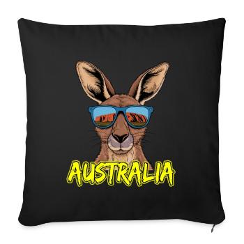 Cool kangaroo with sunglasses Australia motif - Sofa pillowcase 17,3'' x 17,3'' (45 x 45 cm) - black - Front