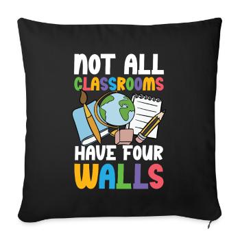 Not all classrooms have four walls - Sofa pillowcase 17,3'' x 17,3'' (45 x 45 cm) - black - Front