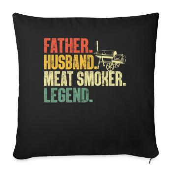 Père Mari Viande Fumoir Rétro Grillades - Housse de coussin décorative 45 x 45 cm - noir - Devant