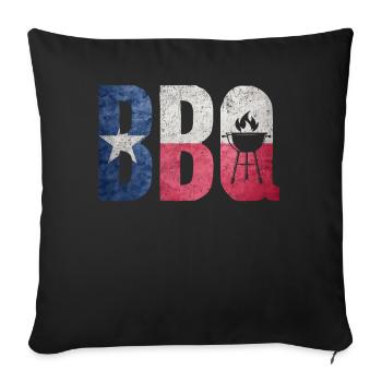 BBQ Texas State Flag Viande Fumer la poitrine - Housse de coussin décorative 45 x 45 cm - noir - Devant