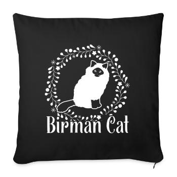 Birman Cat Floral Pattern - Sofa pillowcase 17,3'' x 17,3'' (45 x 45 cm) - black - Front