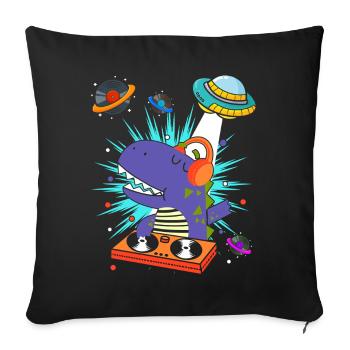 Dinosaure avec rétro vintage nerd geek dino t-rex - Housse de coussin décorative 45 x 45 cm - noir - Devant