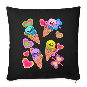Glace Été Enfant Enfants - Housse de coussin décorative 45 x 45 cm - noir - Devant