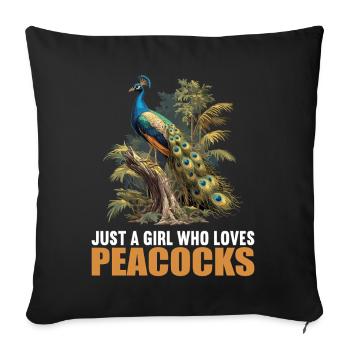 Peacocks Peacock - Sofa pillowcase 17,3'' x 17,3'' (45 x 45 cm) - black - Front