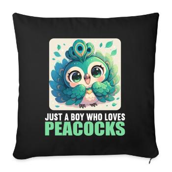 Peacocks Peacock - Sofa pillowcase 17,3'' x 17,3'' (45 x 45 cm) - black - Front