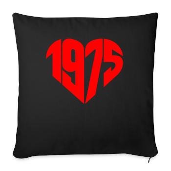 1975 Heart Year 1975 50th Birthday Gift - Sofa pillowcase 17,3'' x 17,3'' (45 x 45 cm) - black - Front