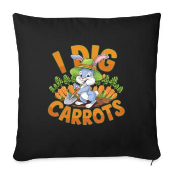 I Dig Carrots für einen Karotten Fan - Sofakissenbezug 45 x 45 cm - Schwarz - Vorne