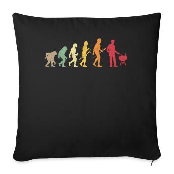 Evolution Of BBQ Grilling Retro Meat Smoking - Sofa pillowcase 17,3'' x 17,3'' (45 x 45 cm) - black - Front