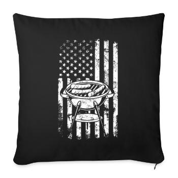 American Flag BBQ Funny Grilling Meat Smoking - Sofa pillowcase 17,3'' x 17,3'' (45 x 45 cm) - black - Front