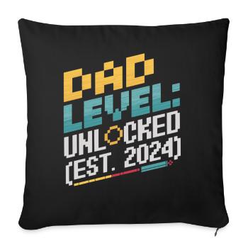 Dad Level Unlocked - Est. 2024 Gamer Shirt - Housse de coussin décorative 45 x 45 cm - noir - Devant