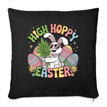 High Easter Shirt – High Hoppy Easter for Bunny Fans - Sofa pillowcase 17,3'' x 17,3'' (45 x 45 cm) - black - Front