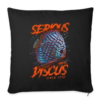 Ernsthaft im Bereich Diskusfische seit 1938 - Sofakissenbezug 45 x 45 cm - Schwarz - Vorne
