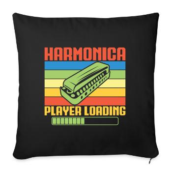 Funny Harmonica Player Loading Harmonica - Sofakissenbezug 45 x 45 cm - Schwarz - Vorne