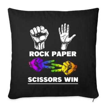 Rock Paper Scissors Win Funny LGBTQ Lesbian - Sofa pillowcase 17,3'' x 17,3'' (45 x 45 cm) - black - Front